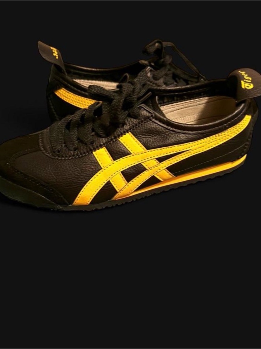 Onitsuka Tiger by Asics Kids Black with Yellow Stripe Sneakers
